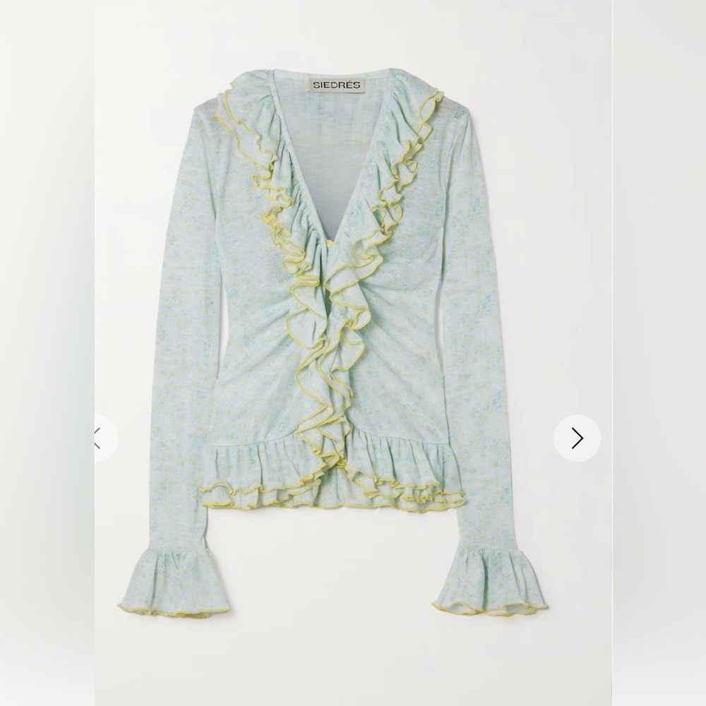 Siedres ruffled floral-print woven top